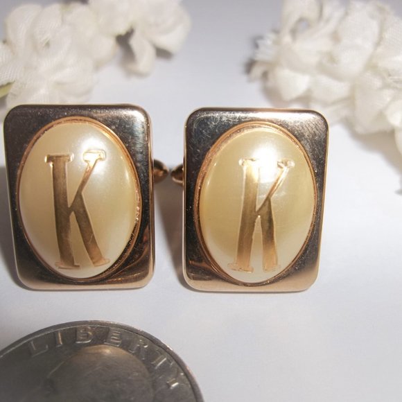 VINTAGE Swank, Swank Cufflink, Swank Tie Clip, Swank Men's K Initial Letter 8316 - Picture 3 of 10